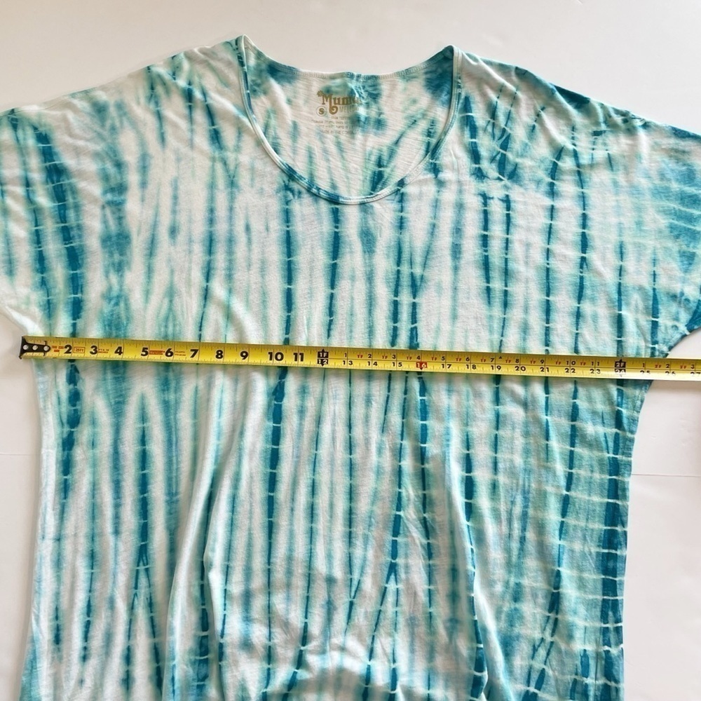 Mumu Mellow Blue Turquoise Tie Dye Short Sleeve Cover Top Shirt Size Small - Picture 8 of 8